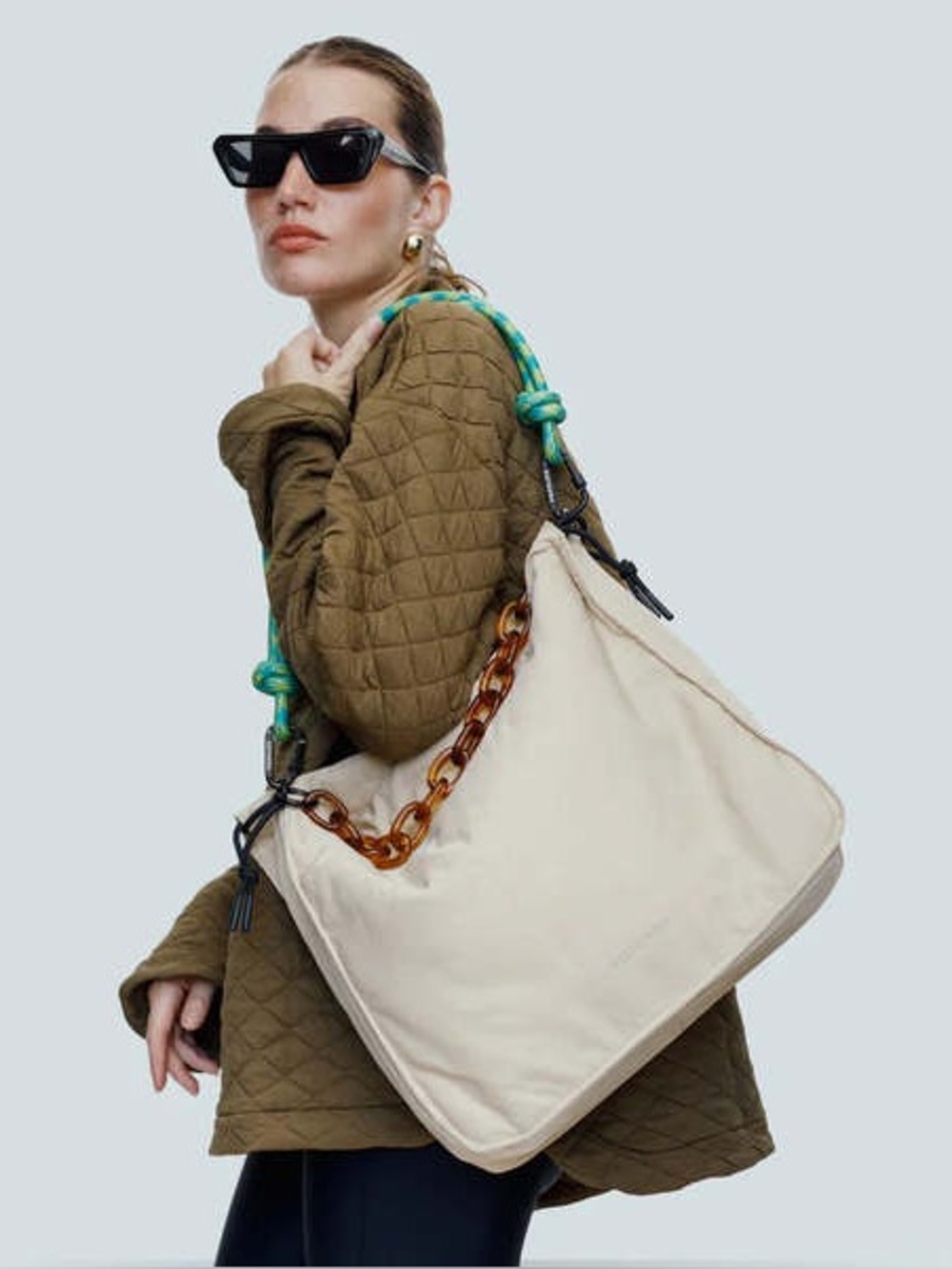 NWOT Rotunda Sant Hobo Bag in beige nylon PLUS 2 extra crossbody straps!